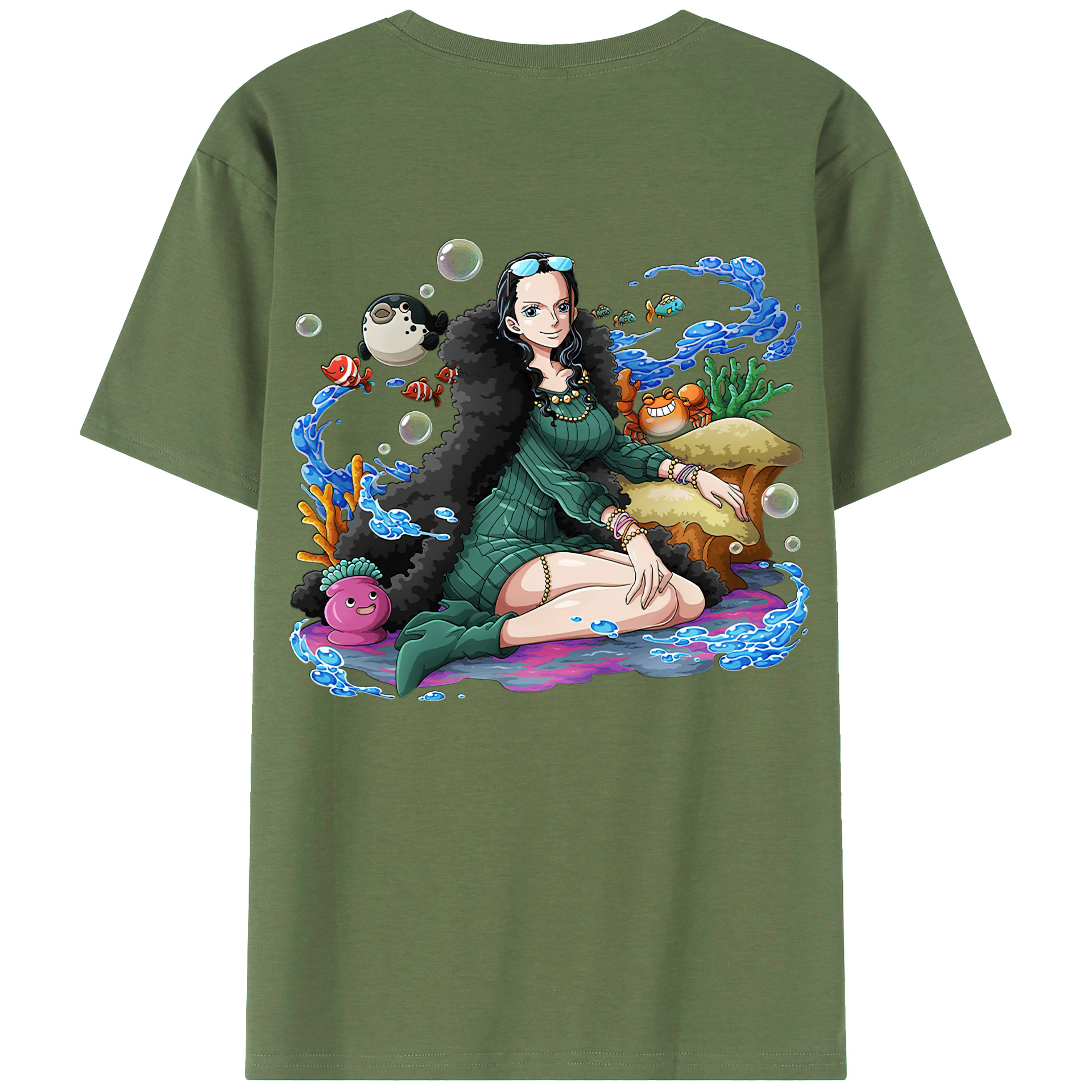 ワンピース ニコ・ロビン ONE PIECE Nico Robin 綿100％ メンズ半袖Tシャツ（バックプリント） 通気性